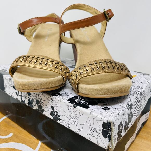 CL By Laundry Wedge Sandals Rope Woven Strap Slingback Shimmer Bronze 9.5 NIB - Picture 5 of 8